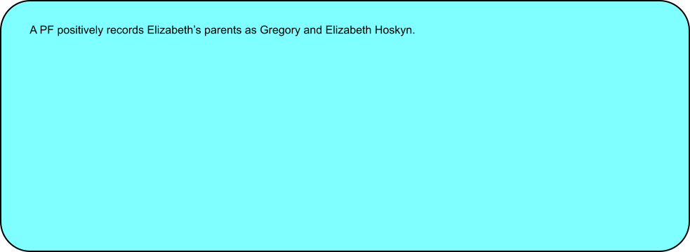 A PF positively records Elizabeths parents as Gregory and Elizabeth Hoskyn.