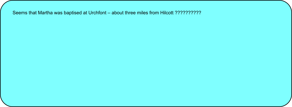 Seems that Martha was baptised at Urchfont  about three miles from Hilcott ??????????