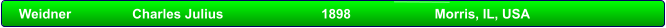 Weidner           	Charles Julius                          	1898              	Morris, IL, USA